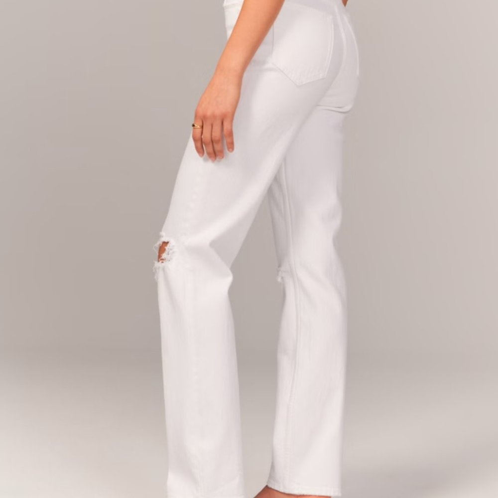 Abercrombie & Fitch Cream Straight Leg Jeans - Picture 3 of 12